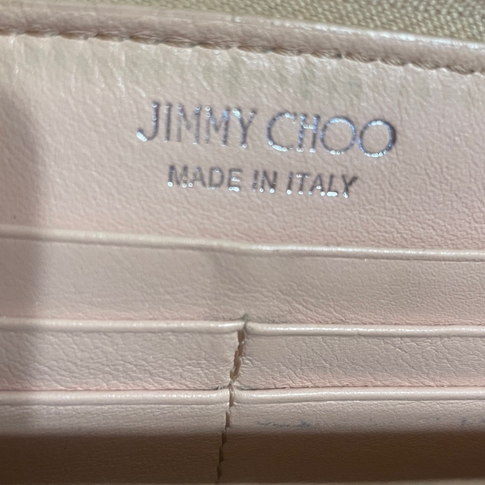 Jimmy Choo Studded Peach Leather Wallet - Picture 9 of 13
